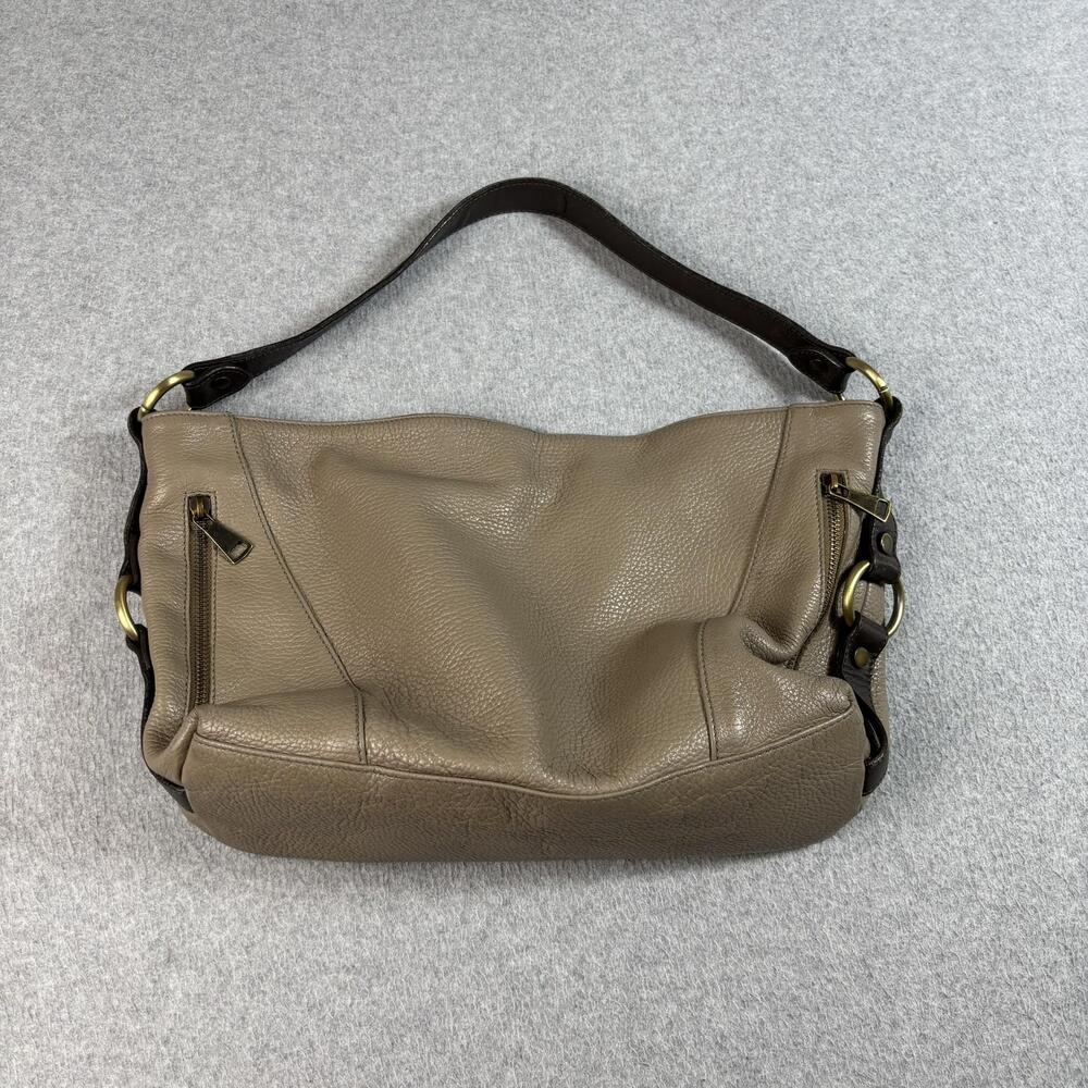 Sundance Leather Purse Women Large Taupe Slouchy Hobo Bag Zip Pockets Italy READ